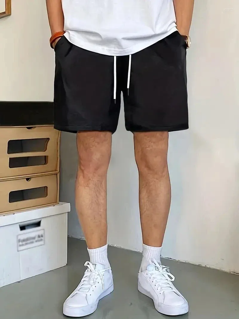 Mäns shorts oss överdimensionerade 5xl Summer Solid Men Big Size Elastic midjan Outwear Black Casual Beach Chubby 50 52