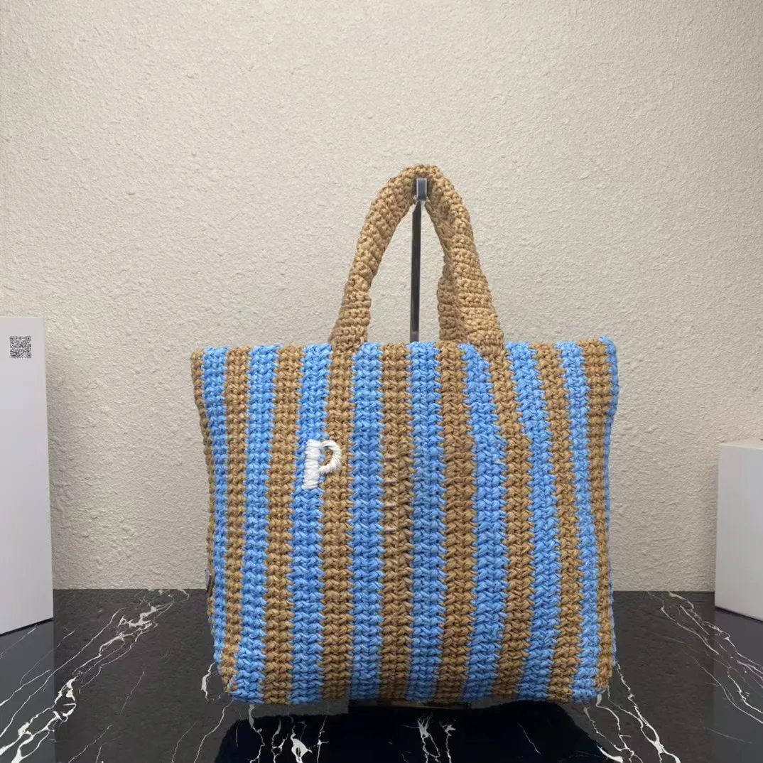 Zwarte designer tas driehoek stro raffia's weven schouder strand dames shopper luxe handtas weekend reizen geweven plunje zakken heren crossbody haakbloem 509