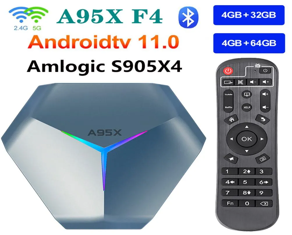 A95X F4 Android TV Box con telecomando vocale G20 Amlogic S905X4 8K RGB Light Smart Android110 TVbox 4GB 32GB eMCP Plex media 9701944