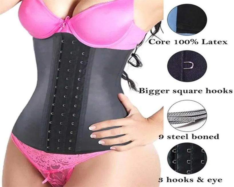 9SteelBone Women039s Underbust Latex Sport Girdle Waist Trainer Corsets Hourglass Body Shaper Long Torso Cincher Weight Loss 2705329