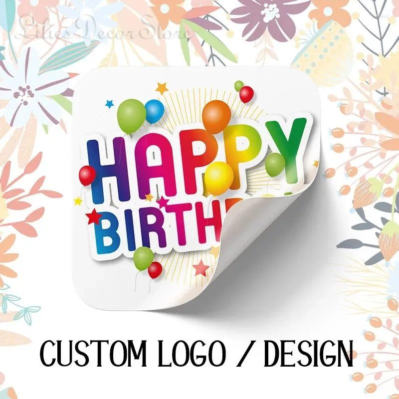 Gift Wrap Custom Sticker Square 1/1.5/1.8/2/2.4 Inch And Customized Logo Pictures For Wedding Birthday Baptism Thanks Stickers