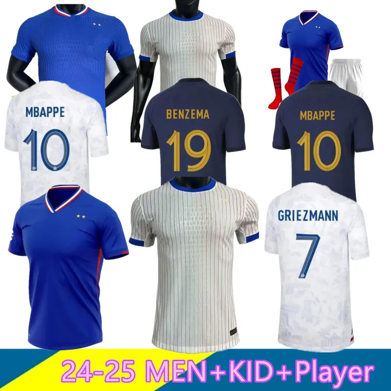 24/25 Euro Kupa Fransızca Ev Forması Mbappe Futbol Forma Dembele Coman Saliba Kante Maillot De Foot Equipe Maillots Griezmann Çocuk Erkek Kadın Fanlar Oyuncu Futbol