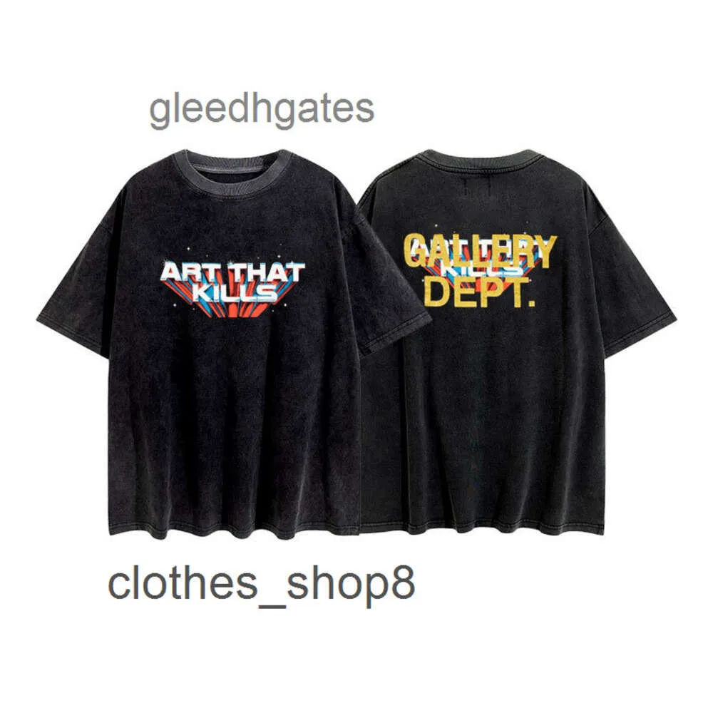 デザイナーTシャツメンズスウェットシャツMeichao Gallerry Depttゴールドパウダーレタープリント洗浄水