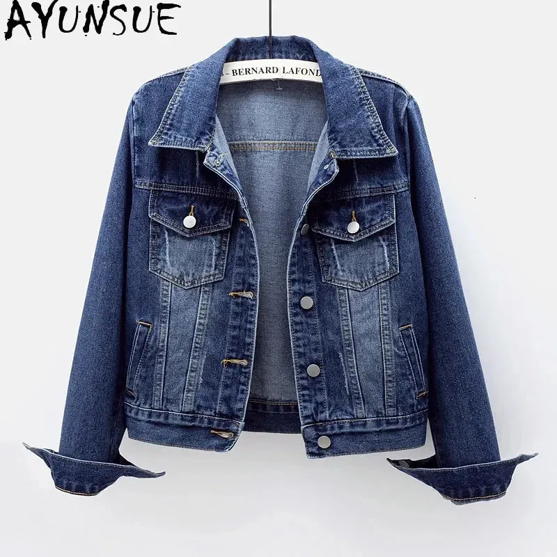 Frühling Herbst frauen Denim Jacke Langarm Mantel Lose Denim Mantel Taste Outwear Jeans Jacken 5XL240321