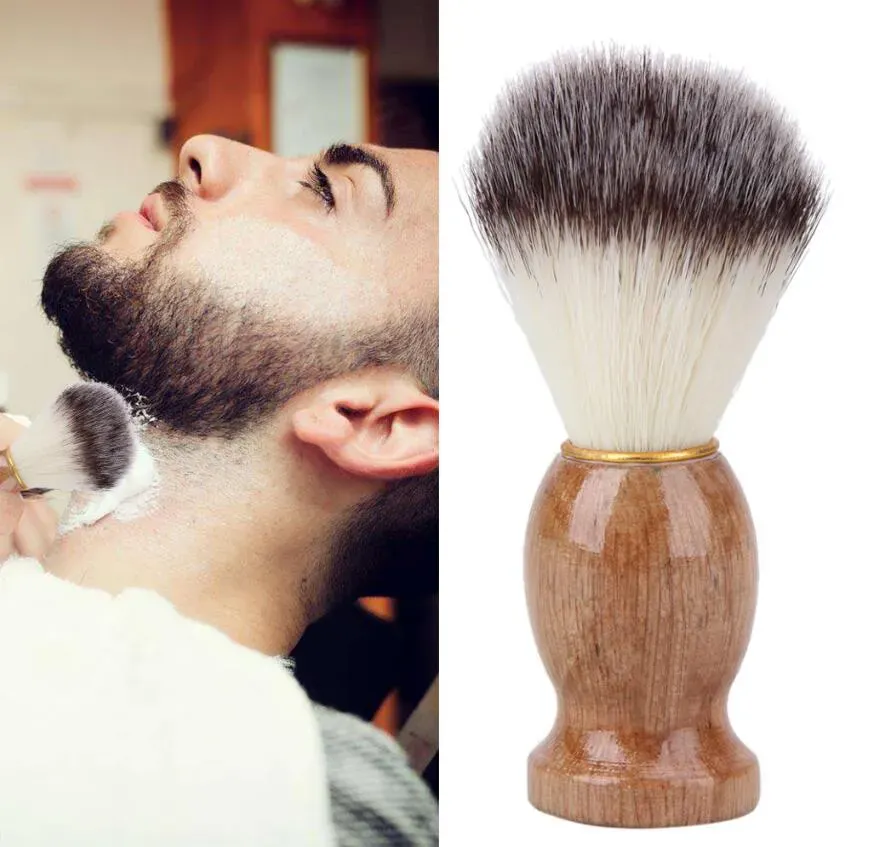 Men Shaving Brush Badger Hair Barber Salon Facial Beard Cleaning Appliance Shave Cleaner Tool Razor Brush Wood Handle 