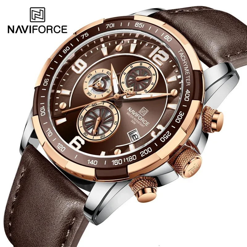 NAVIFORCE Мужские часы со светящимися стрелками, лучший бренд, мужские часы, водонепроницаемые спортивные наручные часы, мужские роскошные кварцевые мужские часы с хронографом 240220