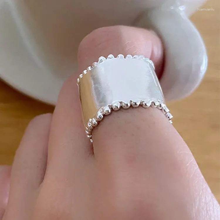 Cluster Rings BF CLUB 925 Sterling For Women Simple Geometric Handmade Irregular Wide Lace Ring Allergy Birthday Party Gift