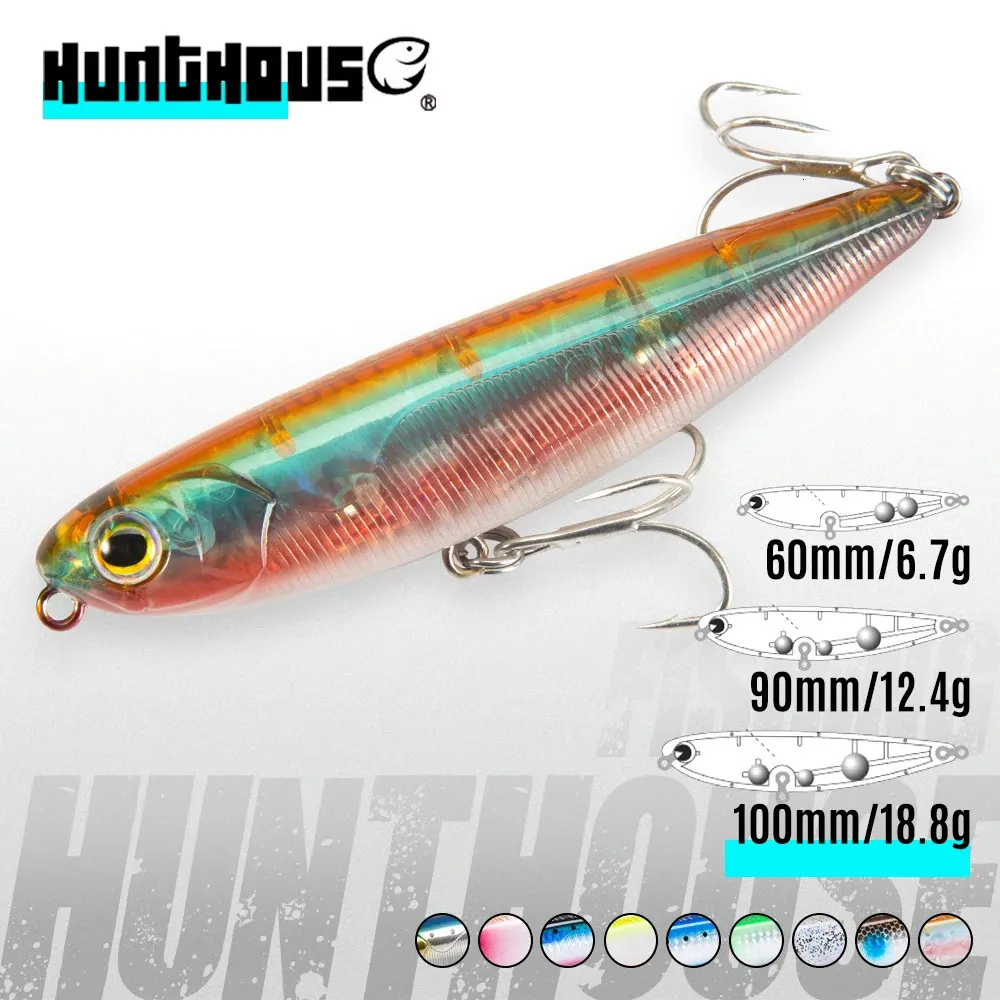 Hunthouse Topwater crayon leurre de pêche 6090100mm 6.412.418.8g Surface appât flottant leurres d'eau supérieure pour mangeoire au brochet de bar 240220