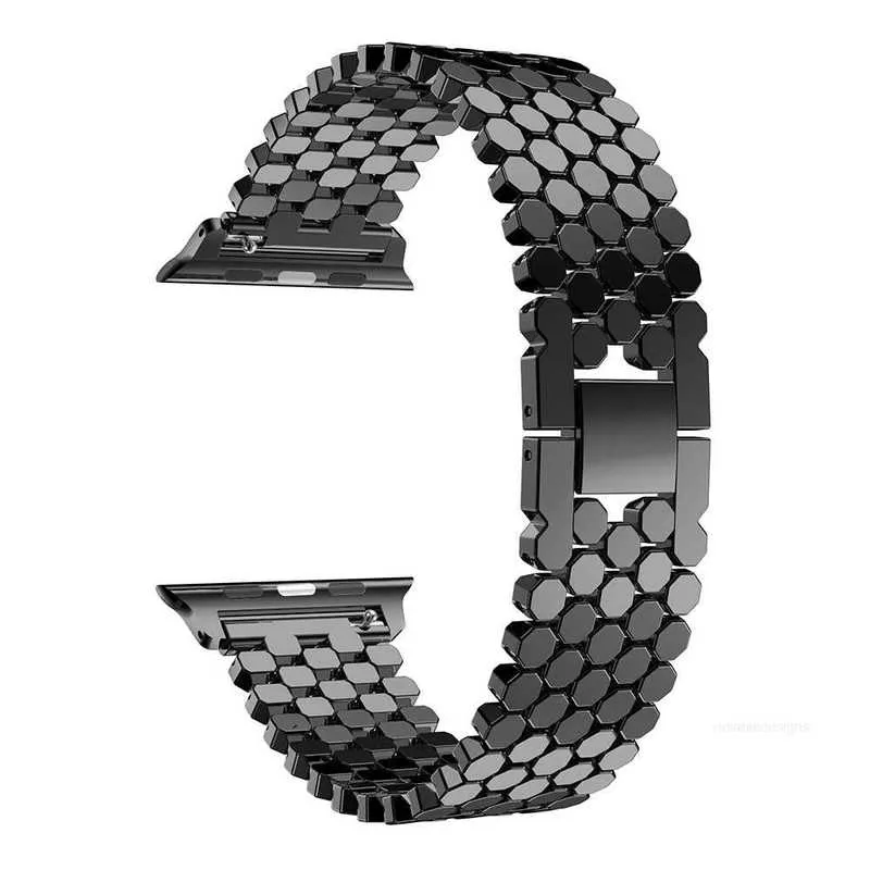 Designer per cinturini per orologi Apple Cinturino in acciaio inossidabile in metallo con squame di pesce Serie iwatch 1 2 3 4 Con adattatori Connettore per cinturino Apple 4044mm designerHI6HHI6H