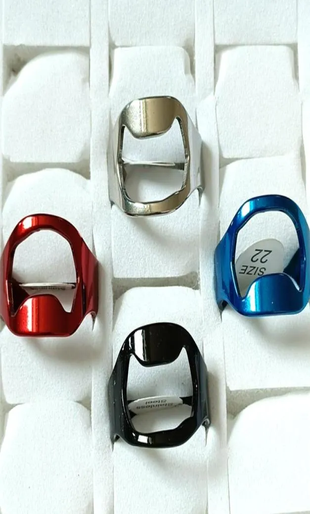 24pcs Men039s beer Finger OPENER stainless steel rings whole Fashion Jewelry lots8782174