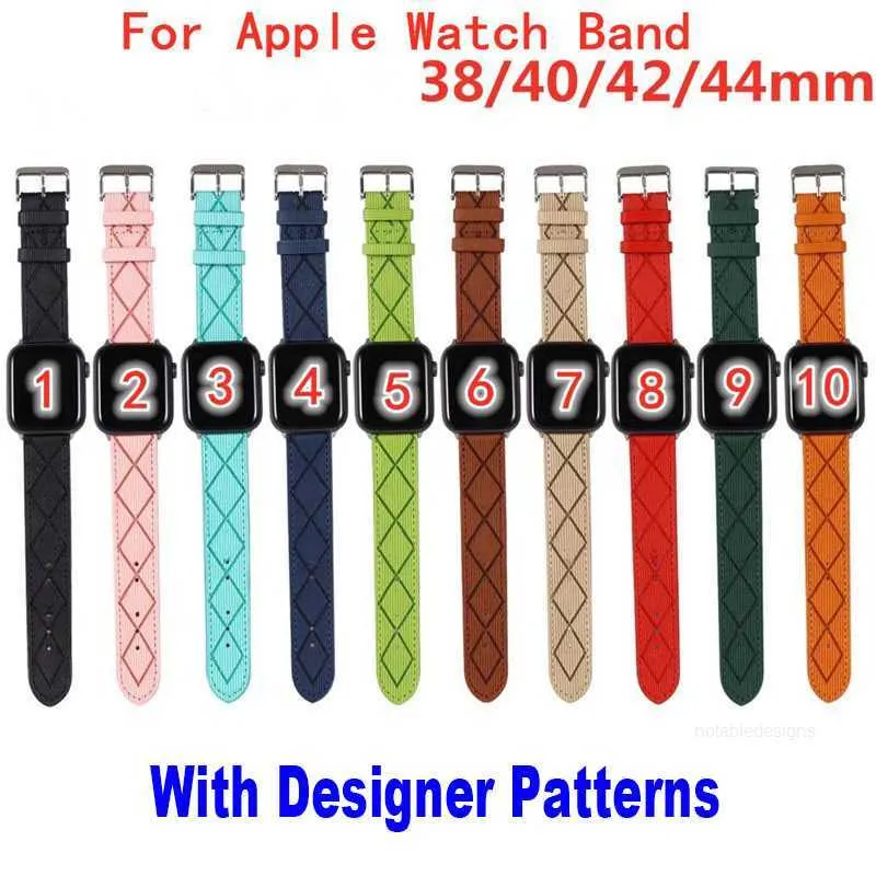 Designer C Designer Leather Bands Straps For Apple Watch 41mm 45mm 40mm 44mm 38mm 42mm IWATCH 7 6 5 4 3 SE PROSSING LASER MEN KVINNER BRIGHT COLOR REFLECTIVE BREACT BRACE