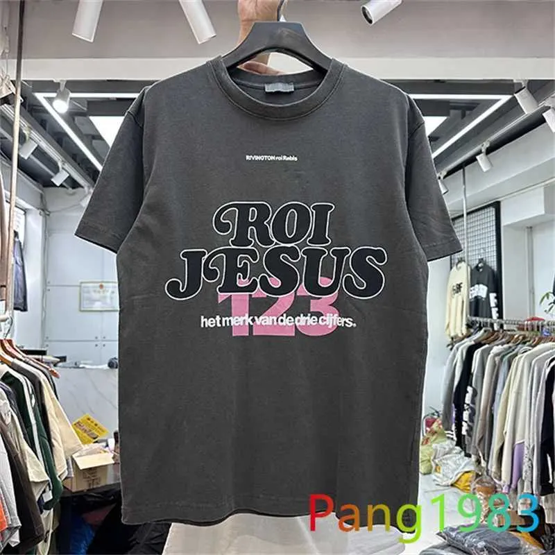 T-shirts hommes 2024ss Washed Grey RRR123 T-shirt Hommes Femmes Tissu lourd Top Tee Vintage T-shirt à manches courtes J240228