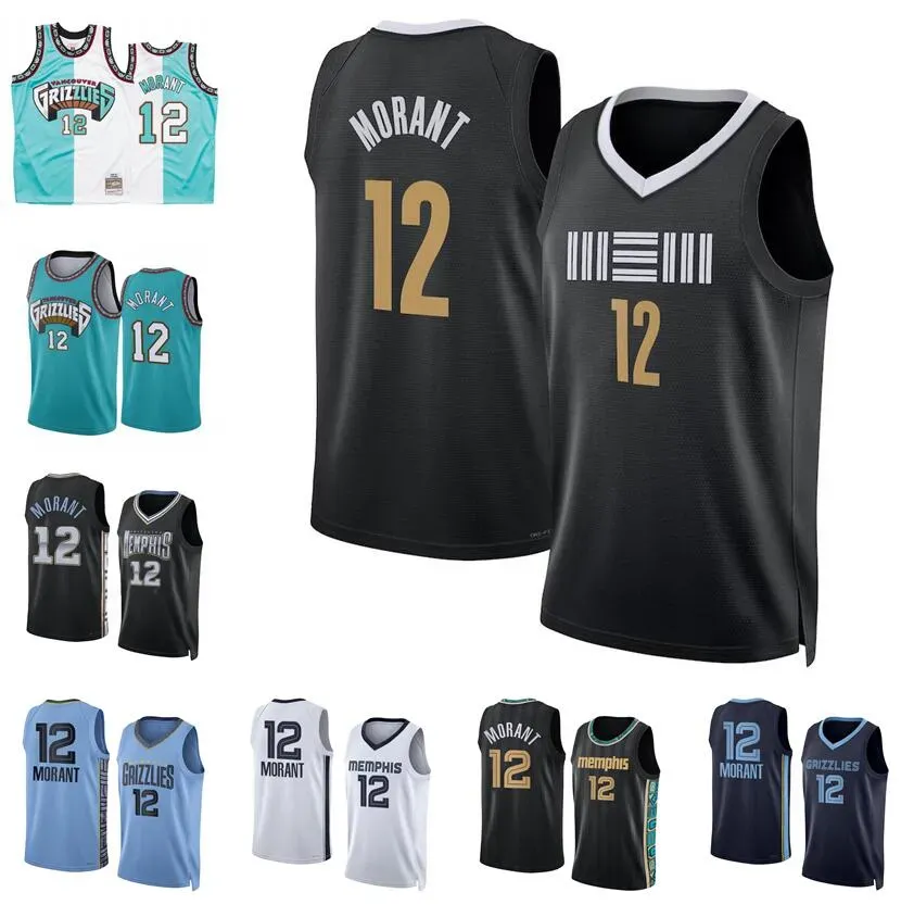 Maillot de basket personnalisé Ja Morant Memphis''Grizzlies''2023-24 bleu hommes jeunes femmes S-XXL maillot de ville de sport