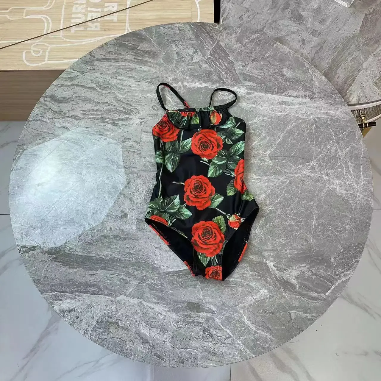 수영복 2022 Highend Custom Summer Hot Girls 'Swimsuit Floral Backless Lovely Onepiece 수영 드레스