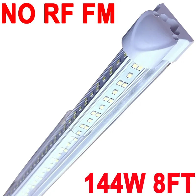 NO-RF RM 8FT 144W LED Shop Lamp T8 V Shape 6500K Cood White, T10 T12 Garage Plug and Play Clear Cover, T8 LED Tube Light para bancadas Gabinete crestech