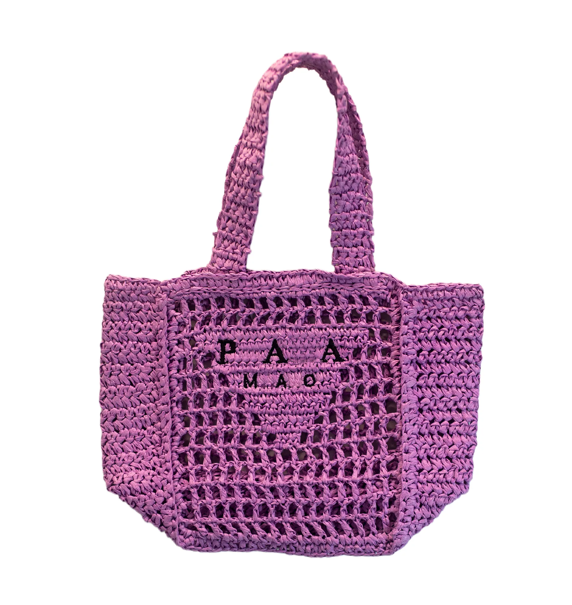 Borsa tote Borsa di design Borsa di paglia Borsa da spiaggia Maglia di moda intrecciata per l'estate Borsa di paglia Borsa di paglia estiva nera albicocca Borsa da vacanza Grande capacità Sh 750