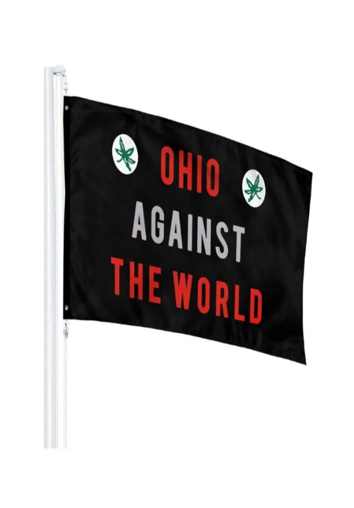 Drapeaux de l'Ohio contre le monde, 3039 x 5039 pieds, en polyester 100D, couleurs vives avec deux œillets en laiton, 9804589