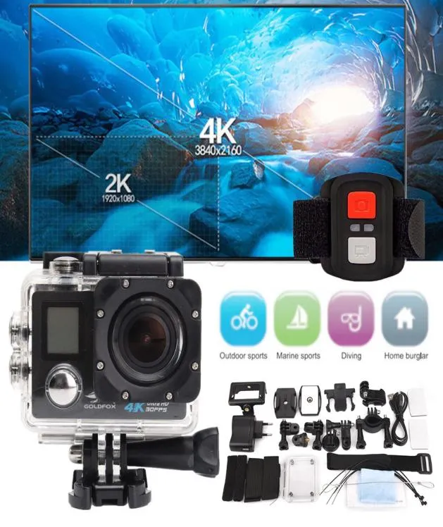 Câmera de ação ultra hd h22r 4k, wi-fi, 16mp, tela dupla, 170d, à prova d'água, pro cam 4k, câmera esportiva, mini dvr, controle remoto 1282229