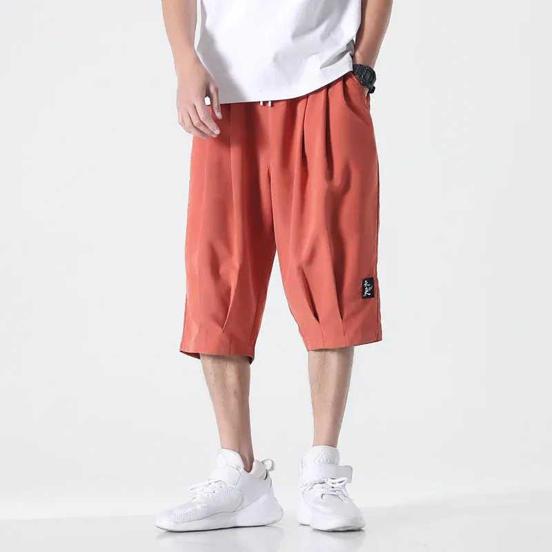 Calças 2023 streetwear calças cruzadas homens harajuku casual harem calças masculinas baggy jogger homem hong kong estilo capris 8xl