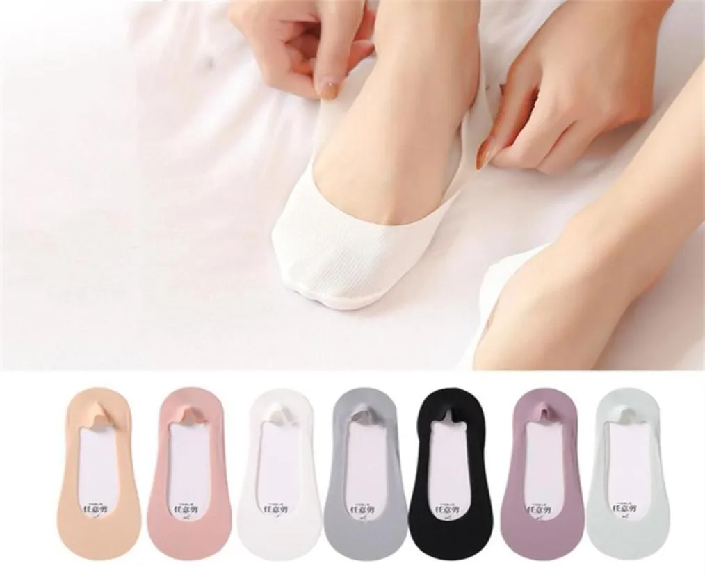 5 par modeis Silk Boat Socks Women Girls Summer Invisible Ankle Socks Breattable Silicone Nonslip Elastic316T11458468540335