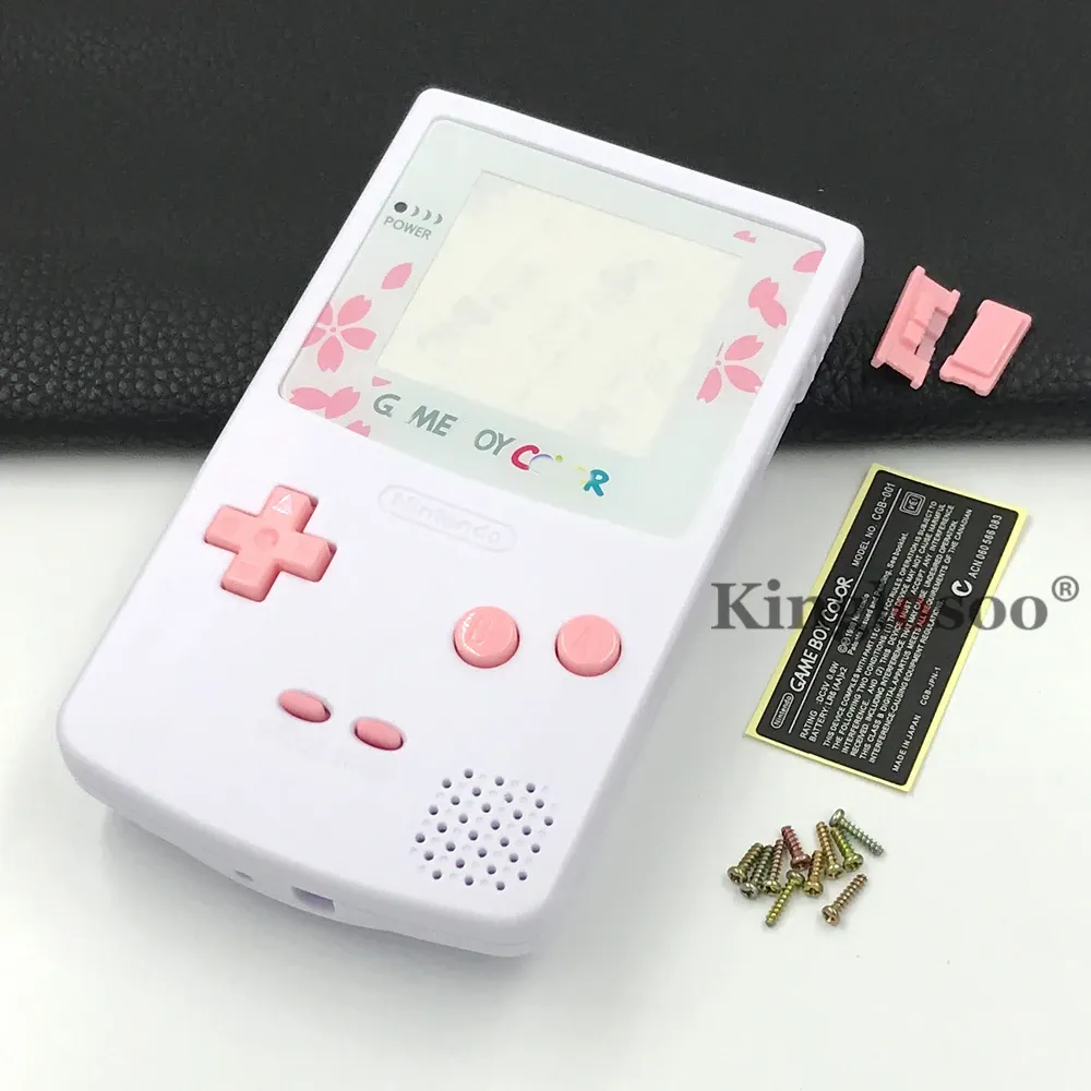 Étuis en verre fleur de cerisier lentille d'écran coque complète housse de boîtier pour Nintendo Game Boy Color GBC coques de remplacement de console de jeu