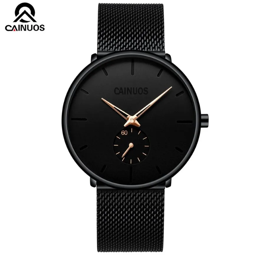 CAINUOS Mode Heren Horloges Top Quartz Horloge Mannen Casual Slim Mesh Staal Waterdichte Sport Horloge Relogio Masculino280N