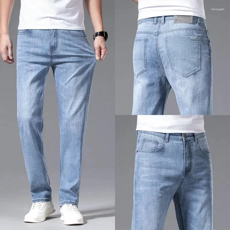 Männer Jeans 2024 Kühle Frühling Männer Mode Baggy Hohe Taille Gerade Bein Männlicher Vater Stretch Denim Hosen Slim Fit plus Größe 28-40 Hosen