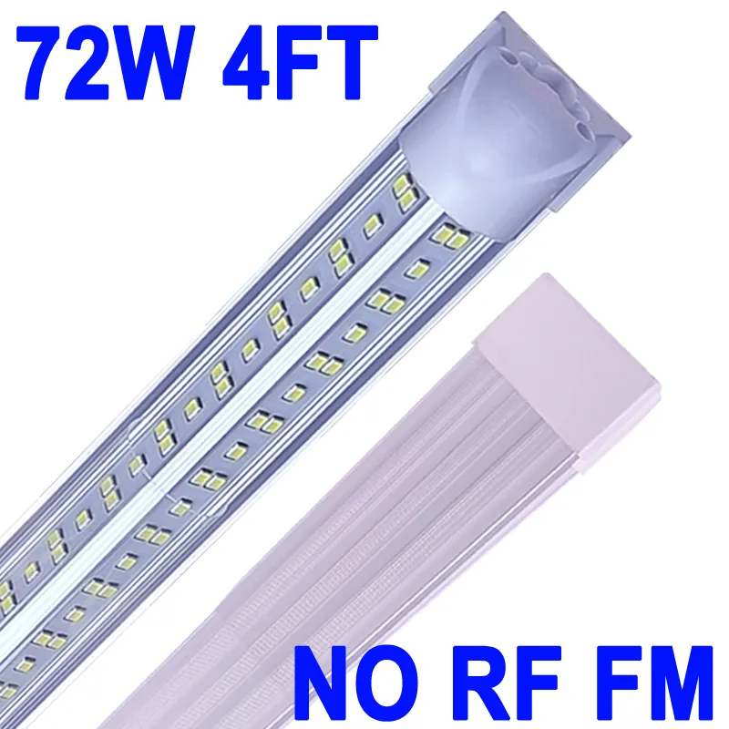25 Pack LED T8 Shop Light 4FT 72W 6500K Daylight White Linkable NO-RF RM LED Integrated Tube Lights with Clear Cover, LED Bar Lights Garage,Workbench Barn crestech