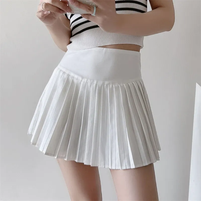 Jupe-short plissée taille haute, couleur unie, jupe de Tennis, respirante, séchage rapide, pour sport, Yoga, course à pied, Fitness, pour femmes