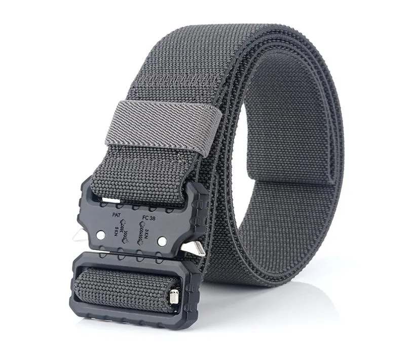 15 inches High Elastic Thickening Nylon Tactical Belt Student Elastic Jean Leisure Waist Belt with Black Quick Release Metal Buck5748183