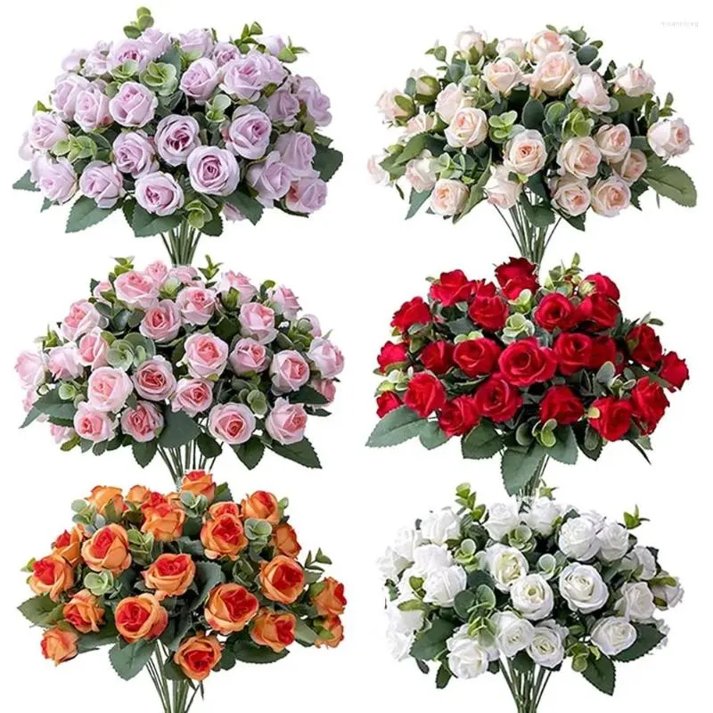 Dekorative Blumen, Hochzeit, Ornament, Partyzubehör, künstliche Eukalyptus-Rosen, Simulationspflanzen, Blätter, Blumenarrangement, lebensecht