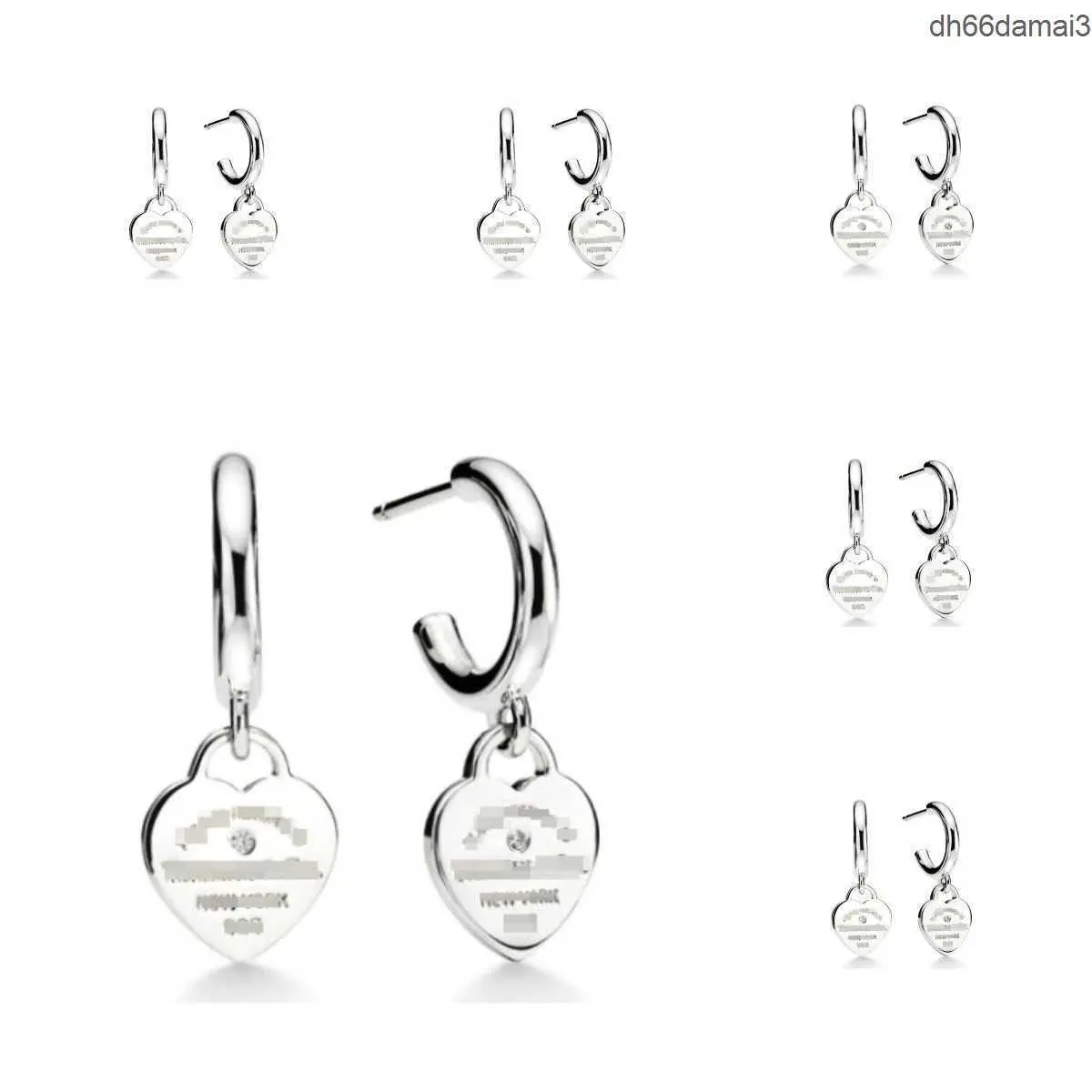 T-Heart Charm Earrings Love Stud 925 Silver Sterlling Jewelry Desinger Women Valentines Day Party Gift Original Luxury Brand 08Za