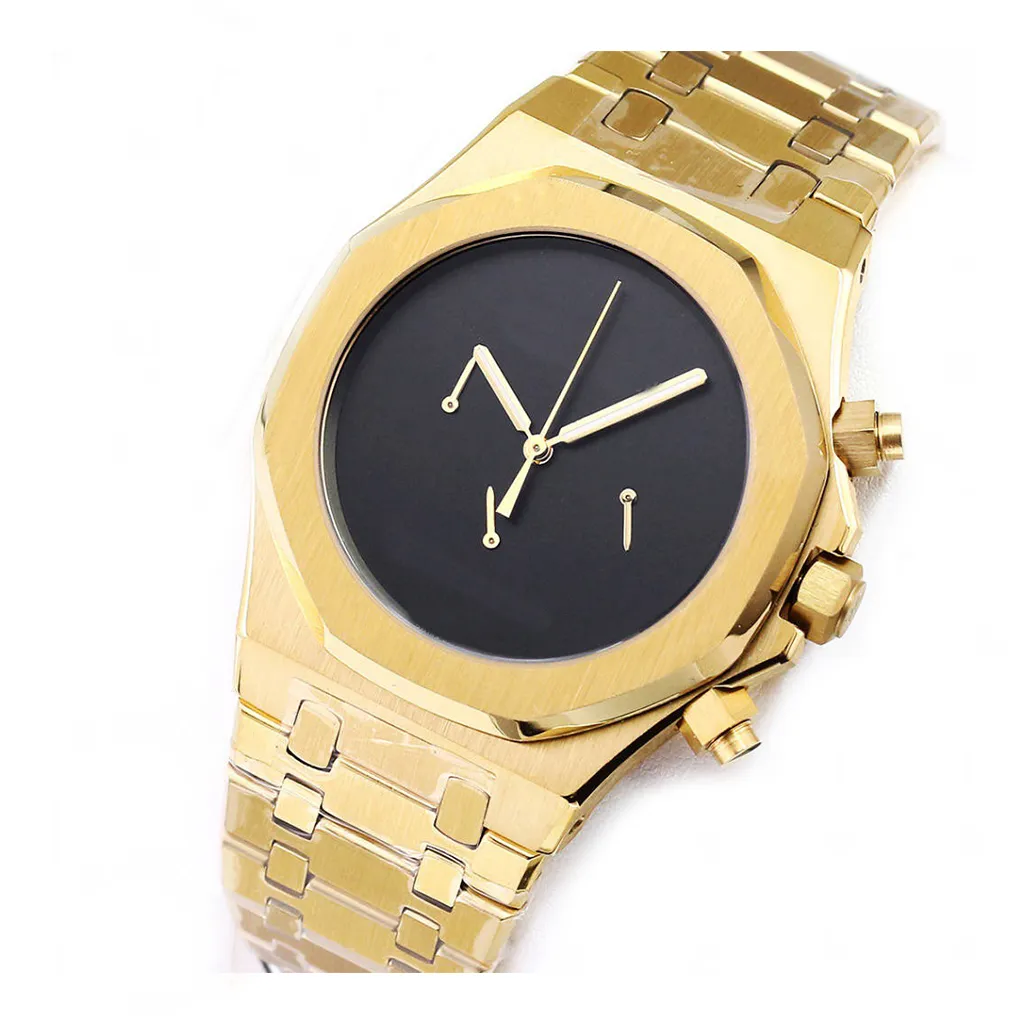 Роскошные мужские часы Master Gold Case Case Case Solid Цветный циферблат. Второе движение Bud Buckle 41 мм