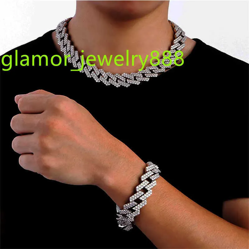 Groothandel Ijzige Cubaanse Link Chain Hip Hop Heren Chunky Iced Out Moissanite Prong Cubaanse Ketting Sieraden