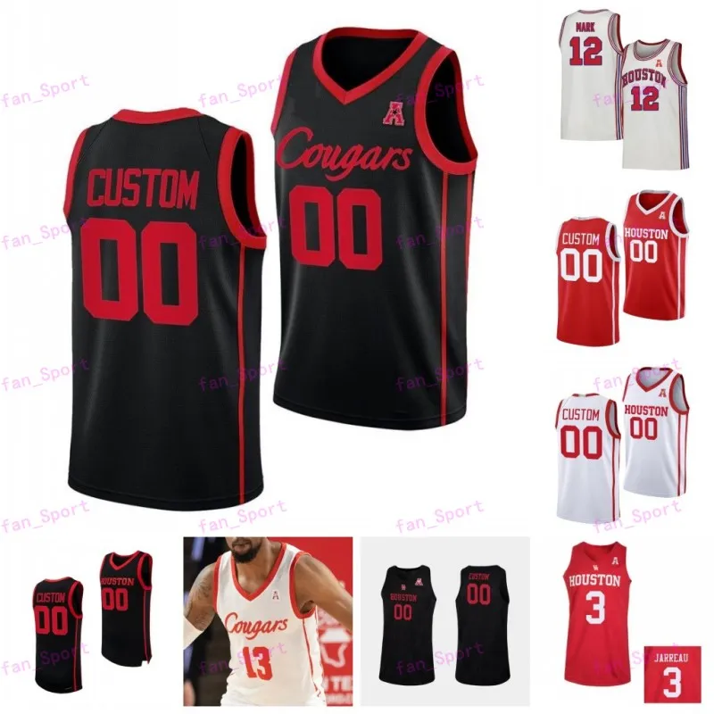 Houston Cougars UH College-Basketballtrikot L.J. Cryer Emanuel Sharp Jamal Shead J'Wan Roberts Damian Dunn Ja'Vier Francis Terrance Arceneaux Marcus Sasser Grimes 4XL