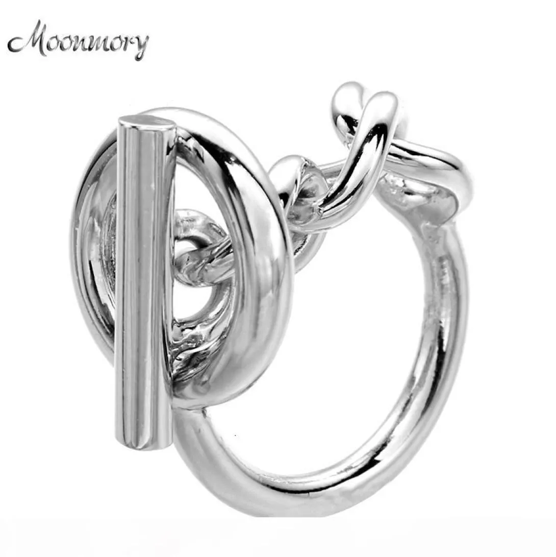 Moonmory 925 Pierścień łańcucha srebrnego sznurka z obręczą dla kobiet francuski popularna pierścień zapas