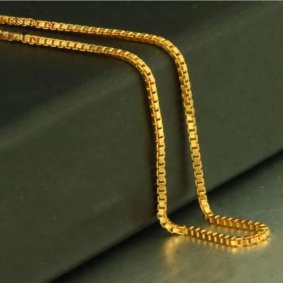 14k gult guldhalsband män kvinnor lådkedjan halsband215d