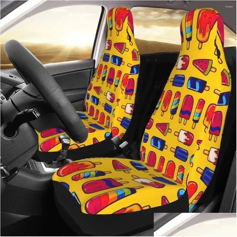 Coprisedili per auto Ers Popsicles Frenzy Er Stampa personalizzata Protezione anteriore Accessori Set di cuscini Consegna a domicilio Cellulari Motociclette Int Dhnkc