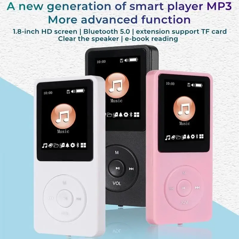 Reproductor mp3 Music Player Bluetooth Compatible sin pérdidas Portable Walkman FM Radio Externo Ultrathin Estudiante MP4 Grena de grabación Ebook