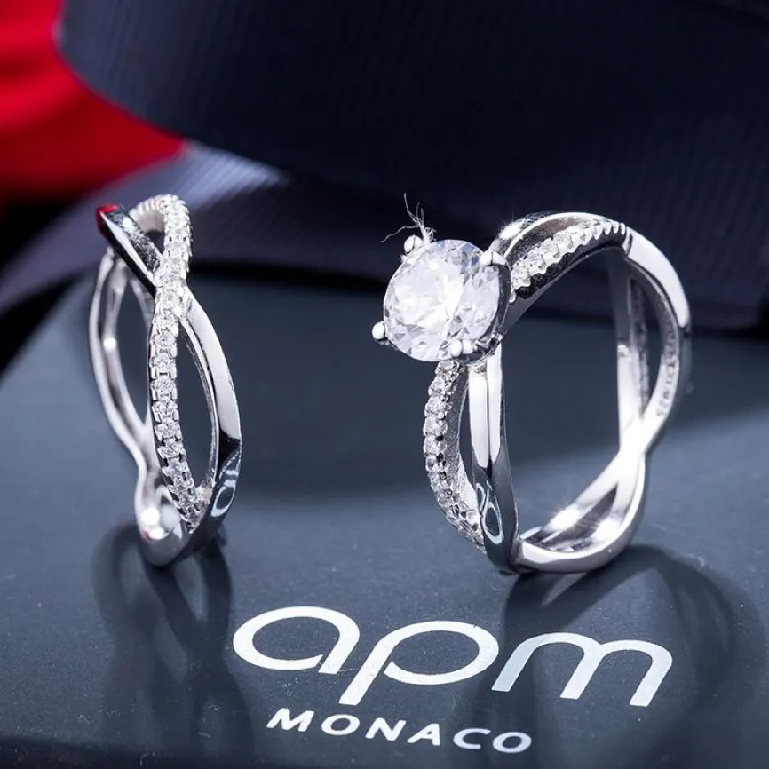 Nuevo Conjunto de anillos de boda de Plata de Ley 925 auténtica para mujer, joyería de compromiso de boda de plata entera N50303x