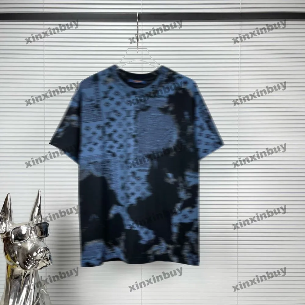 Xinxinbuy Men Designer Tee Tシャツ2024タイ染料レタースペックルプリント1854半袖コットン女性ブルーブラックホワイトグリーンカーキXS-L