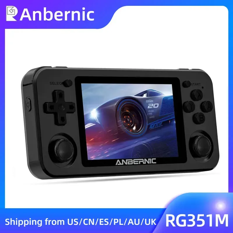 Giocatori Nuovo RG351M ANBERNIC Giochi retrò in lega di alluminio 64G 2400 GIOCHI console di gioco portatile PS1 RK3326 Open Source 3.5 POLLICI RG351Emulato