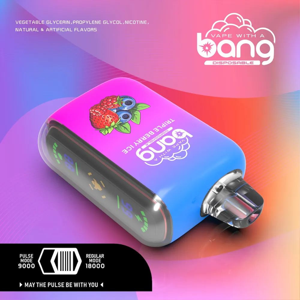 Bang Box 18000 Disposable Vape 9000 puffs on Pluse mode and Bang 18000 puffs on regular mode 28ml 650mAh Rechargeable Intelligent display power 18k puffs 9k