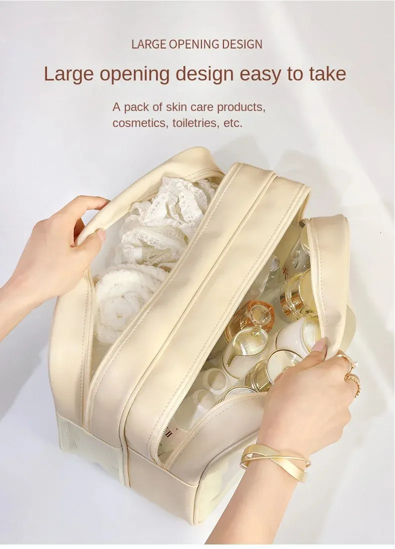 PU Large Capacity Travel Toiletry Bag Waterproof Wet Dry Separation ...