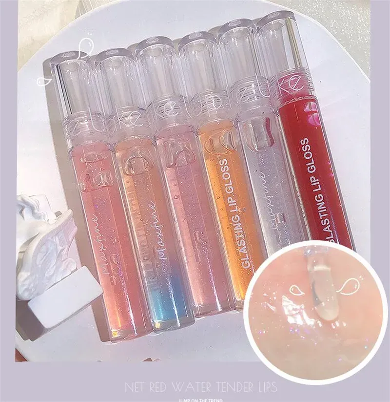 Mirror Water Lip Gloss Lip Glaze Transparent Glass Lips Oil Waterproof Liquid Plumping Lipstick Lipgloss LL