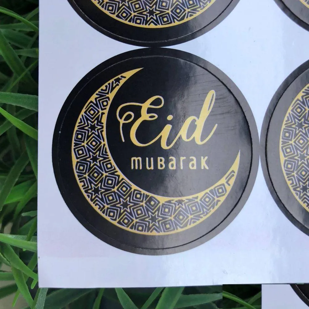 Gift Wrap Gifts Wrap Box Label Paper Seal Gift Stickers Foil Ramadan Eid-Mubarak Islamic Muslim Eid Mubarak Sticker 4Cm Stam 12Pcs/Set Dhnob