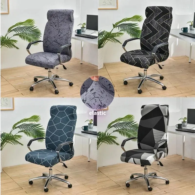 Capas de cadeira Capa de computador de impressão geométrica Elastic Spandex Office Non Slip Rotating Seat Caso Gaming Slipcovers