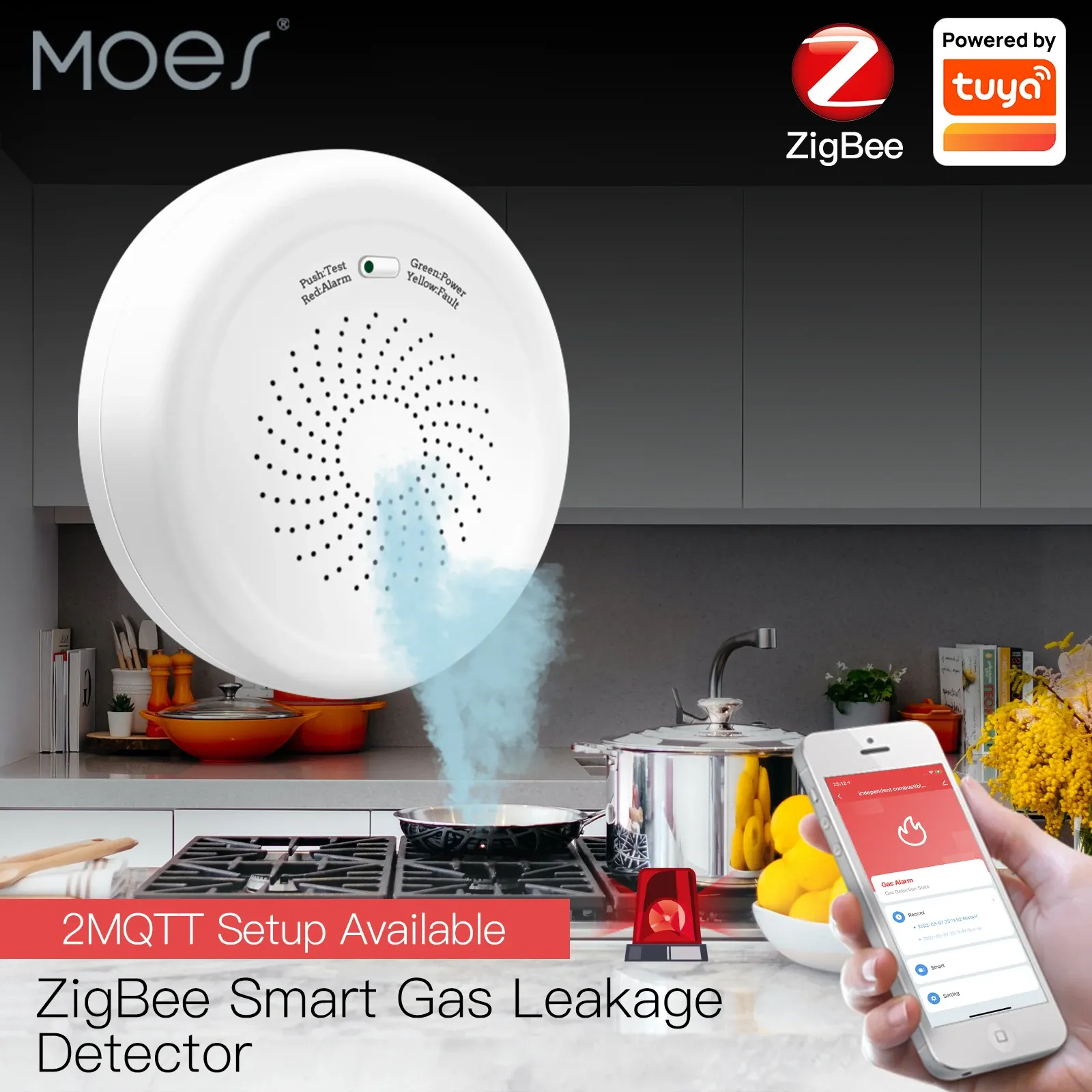 Detector Smart ZigBee Gaslekdetector Brandbaar gassensor Tuya Smart Home Beveiligingsalarmsysteem Smart Life Tuya App Afstandsbediening