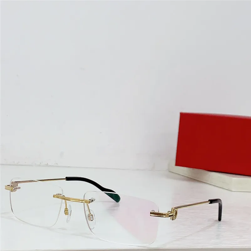 Neue Modedesign quadratische optische Brille 0259 Metallrahmen randlose Gläser Männer und Frauen im Business-Stil leichte und einfach zu tragende Brillen