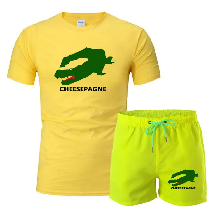 Sommarn nya herrvarumärke tryckt kostym mode sportkläder herr korta ärm t-shirt sport shorts kostym mäns casual komfort mäns jogging kostym